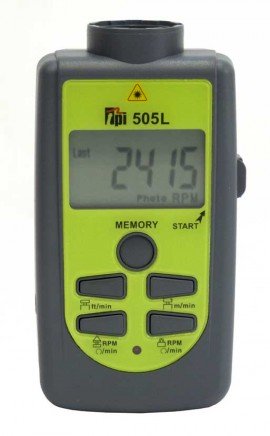 TPI 505L Digital Laser/Contact Hand Tachometer, 6 to 30,000RPM-