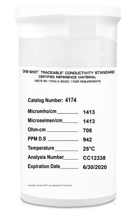 Traceable 4174 One-Shot Conductivity Standards, 6-Pack, 1,413 &amp;mu;S-