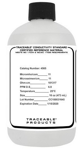 Traceable 4565 A2LA Conductivity Standard, 16 oz, 10 &amp;mu;S-