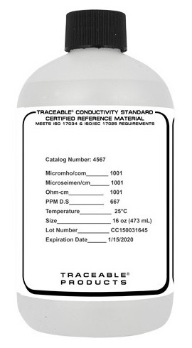 Traceable 4567 A2LA Conductivity Standard, 16 oz, 1,000 &amp;mu;S-