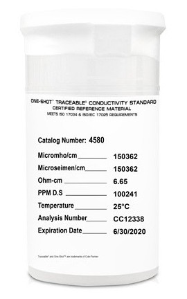 Traceable 4580 One-Shot Conductivity Standards, 6-Pack, 150,000 &amp;mu;S-