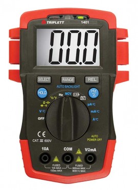 Triplett 1401 True RMS Compact Digital Multimeter, 600 VAC/VDC, 600 &amp;Omega; to 60 M&amp;Omega;-