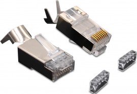 Triplett CAT7-HSPJAR RJ45 Shielded Pass-Thru Connector, CAT7, 100-Pack-