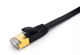 Triplett CAT7FL-10BK SSTP Shielded Flat Patch Cable, CAT7, 28 AWG, 10', black, stranded-
