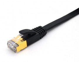 Triplett CAT7FL-25BK SSTP Shielded Flat Patch Cable, CAT7, 28 AWG, 25', black, stranded-