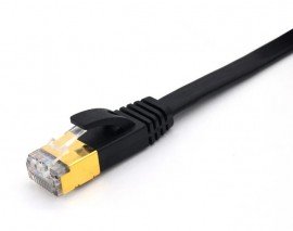 Triplett CAT7FL-25BK SSTP Shielded Flat Patch Cable, CAT7, 28 AWG, 25', black, stranded-