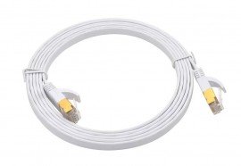 Triplett CAT7FL-25WH SSTP Shielded Flat Patch Cable, CAT7, 28 AWG, 25', white, stranded-