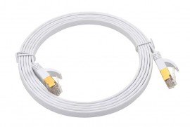 Triplett CAT7FL-50WH SSTP Shielded Flat Patch Cable, CAT7, 28 AWG, 50', white, stranded-