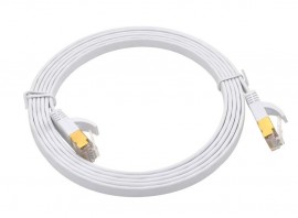 Triplett CAT7FL-5WH SSTP Shielded Flat Patch Cable, CAT7, 28 AWG, 5', white, stranded-