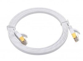 Triplett CAT7FL-5WH SSTP Shielded Flat Patch Cable, CAT7, 28 AWG, 5', white, stranded-