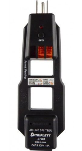 Triplett ET200 AC Line Splitter and GCFI Receptacle Tester-