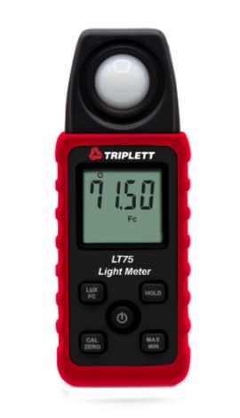 Triplett LT75-NIST Digital Light Meter Lux/Fc, 0 to 40,000 Fc,-