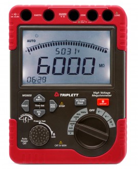 Triplett MG600 High Voltage Insulation Tester, 60 G&amp;Omega;, 500/1000/2500/5000 V-