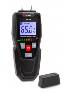 Triplett MS245 Pin/Pinless Moisture Meter with visual led moisture indicator-