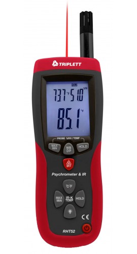 Triplett RHT52-NIST Digital Psychrometer and IR Thermometer, -4 to 140&amp;deg;F (-20 to 60&amp;deg;C)-