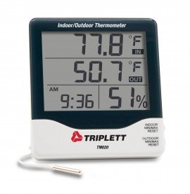 Triplett TM020 Indoor and Outdoor Thermometer, 32 to 122&amp;deg;F, 10 to 99% RH-