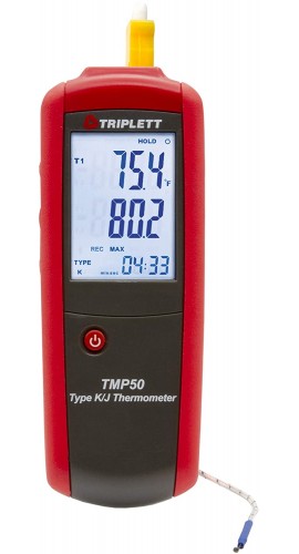 Triplett TMP50 Single Input Thermometer, type-K/J probe-