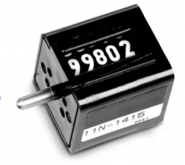 Trumeter 14 Series Stroke Totalizing Counter with square case, left-hand, top-coming-