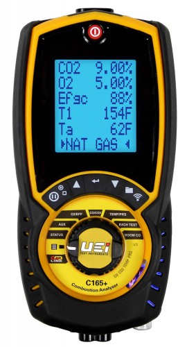 UEi C165+ Residential/Commercial Combustion Analyzer with differential pressure, 32 to 1112&amp;deg;F, 2000 ppm-
