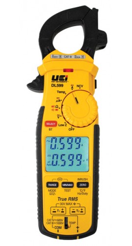 UEi DL599 Wireless TRMS Clamp Meter with three-phase and unbalance motor tests, 600 A AC/DC, 9999 &amp;mu;F-