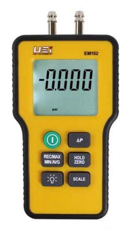 UEi EM152 Dual Differential Digital Manometer, -60 to 60 inH<sub>2</sub>O-