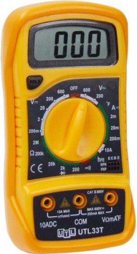 UEi UTL33T Digital Multimeter with Temperature, 600 VAC/DC, 10 A DC-