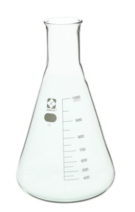 VEE GEE 10530-1000A SIBATA Glass Erlenmeyer Flask, 1000 mL, 10-pack-