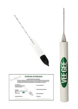 VEE GEE 6613-P-C IRS Alcohol Hydrometer with NIST certification, 145 to 165%-