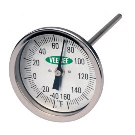 VEE GEE 82070-12 Dial Thermometer, 0 to 100&amp;deg;C, 12&amp;quot; stem-