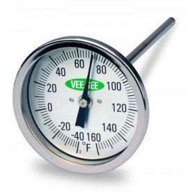 VEE GEE 82160 Scientific Thermometer with dial, -40 to 160&amp;deg;F, 8&amp;quot; stem-