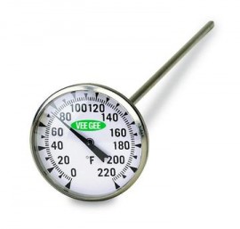 VEE GEE 82250 Scientific Thermometer with dial, 0 to 250&amp;deg;C, 8&amp;quot; stem-