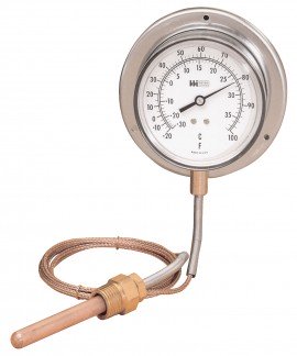 Weiss 35RB300-5 Panel Mount Thermometer with 5' Capillary, 30 to 300&amp;deg;F-