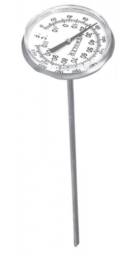 Weksler 2R08-220 Compact Bimetal Dial Thermometer, 0 to 220&amp;deg;F, 8&quot; Plain Stem-