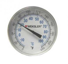 Weksler 2T02-220 Compact Bimetal Dial Thermometer, 0 to 220&amp;deg;F, 2 1/2&quot; Stem-