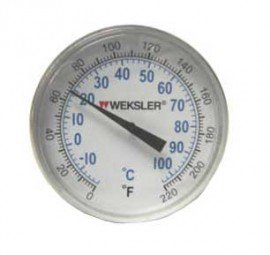 Weksler 2T02-220 Compact Bimetal Dial Thermometer, 0 to 220&amp;deg;F, 2 1/2" Stem-