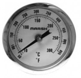 Weksler 2T04-220 Compact Bimetal Dial Thermometer, 0 to 220&amp;deg;F, 4&quot; Stem-