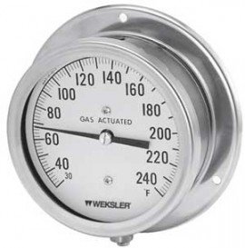 Weksler 413BCXLX10FN Gas Actuated Thermometer, 4 1/2&quot; Dial, 50 to 550&amp;deg;F-