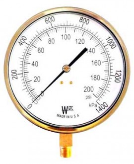 Weksler EA14F Contractor Gauge, 0 to 300 PSI/2100 kPa-