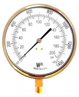 Weksler EA14F Contractor Gauge, 0 to 300 PSI/2100 kPa-