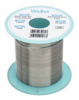 Weller T0051402499 WSW SAC M1 Solder Wire, &amp;Oslash;0.039&amp;quot;, 3.527 oz-