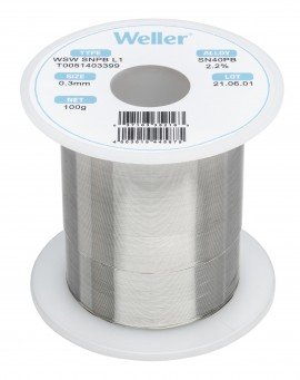 Weller T0051403399 WSW SnPb L1 Solder Wire, &amp;Oslash;0.012&amp;quot;, 3.527 oz-