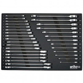 Wiha 30392 Ratcheting Wrench Tray Set, SAE/metric, 31-piece-