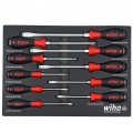 Wiha 53180 Cushion Grip Screwdriver Tray Set with striking caps, 10-piece-