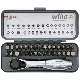 Wiha 74984 Bit Set with Mini Ratchet, 1/4&amp;quot; drive, 31-piece-