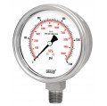 WIKA 233.54 Pressure Gauge, -30 inHg/0, 4&amp;quot; dial, &amp;frac12;&amp;quot; NPT lower mount, SS housing-
