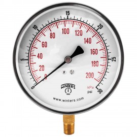 Winters PCT321 Contractor Gauge, 4.5&amp;quot; Dial, 0-30 PSI/KPA, 1/4&amp;quot; Bottom-