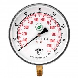 Winters PCT324LF Lead Free Contractor Gauge, 4.5" Dial, 0/160 PSI/KPA, 1/4" NPT LM-