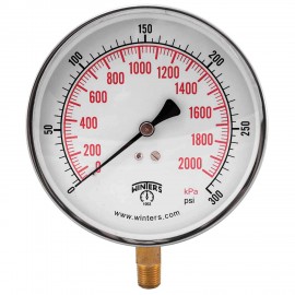 Winters PCT326 Contractor Gauge, 4.5&amp;quot; Dial, 0-300 PSI/KPA, 1/4&amp;quot; Bottom-