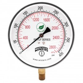 Winters PCT327LF Lead Free Contractor Gauge, 4.5" Dial, 0/400 PSI/KPA, 1/4" NPT LM-
