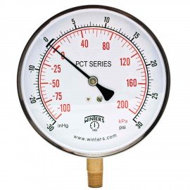 Winters PCT329 Contractor Gauge, 4.5&amp;quot; dial, 30-0-30 psi/kPa, 1/4&amp;quot; bottom-
